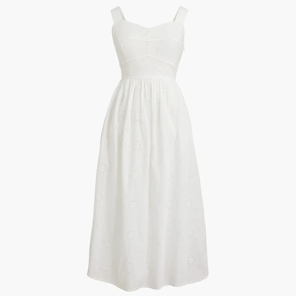 J.CREW White Eyelet MIDI Dress Size 2 - Picture 4 of 4
